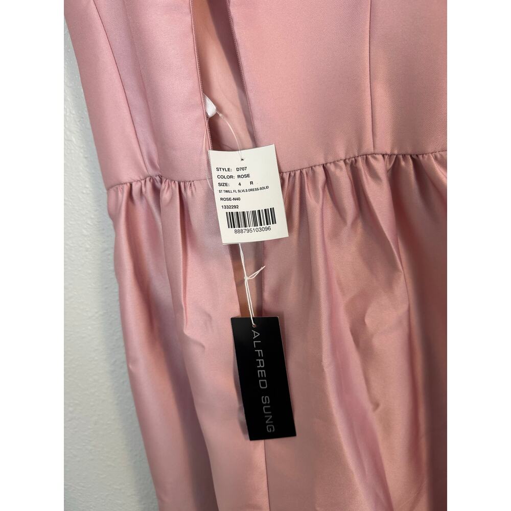 Alfred Sung D707 Rose Satin Maxi Dress Sleeveless Keyhole Back 4 - Picture 8 of 9